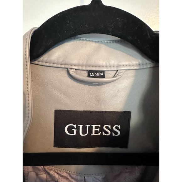 Guess Faux Leather Racer Jacket, Grey, Size Medium - Picture 8 of 8
